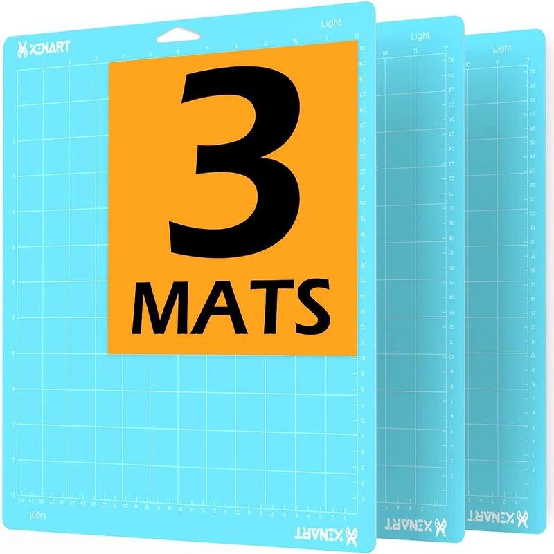 Xinart Cutting Mat for Cricut Maker/Explore Air 2/Air/One(12x12 Inch, 3 Mats) Light Adhesive Sticky Blue Quilting Cricket Cutting Mats Replacement Accessories for Cricut - Image 1